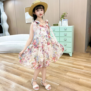 公主裙儿童超仙吊带碎花裙潮 中童洋气时尚 女童夏装 连衣裙2025新款