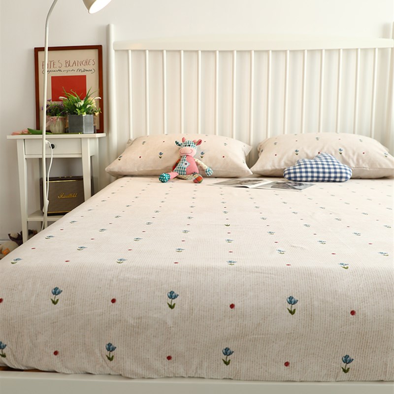 单件纯棉磨毛全棉床笠床罩秋冬款床单保暖加厚简约床品床垫保护罩