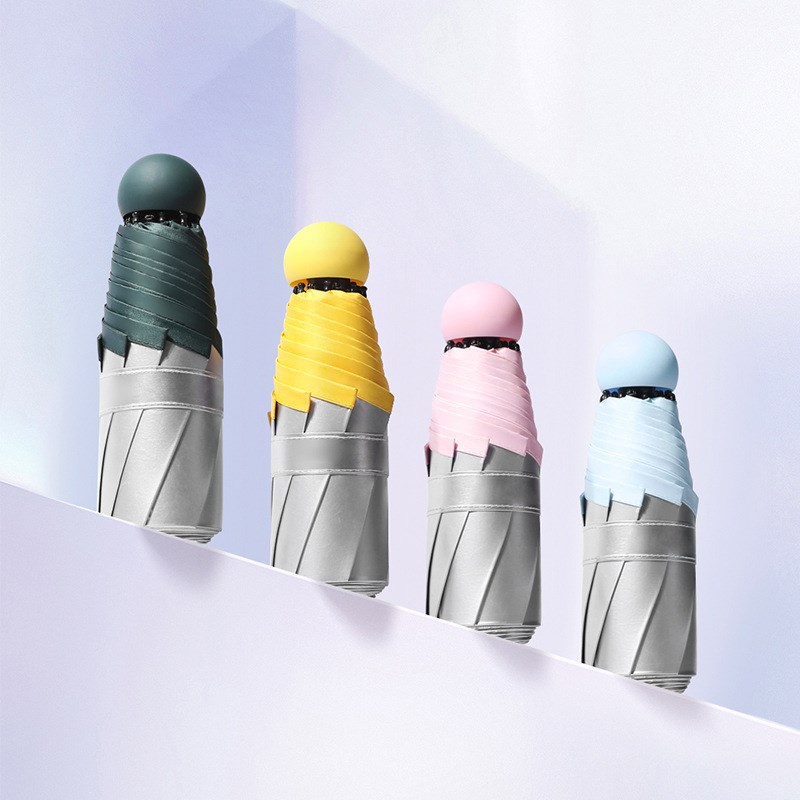 日系小清新五折钛银双人太阳伞晴雨两用伞迷你口袋伞防晒遮阳雨伞