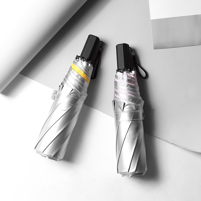 手开钛银胶伞全遮光防晒遮阳伞小清新晴雨两用黑胶折叠伞可加logo