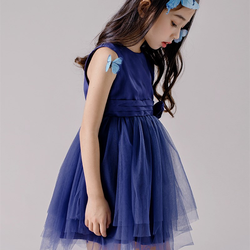 女童洋装夏小仙女蓝色公主裙蓬蓬纱F洋派吊带裙纱裙薄款生日裙子