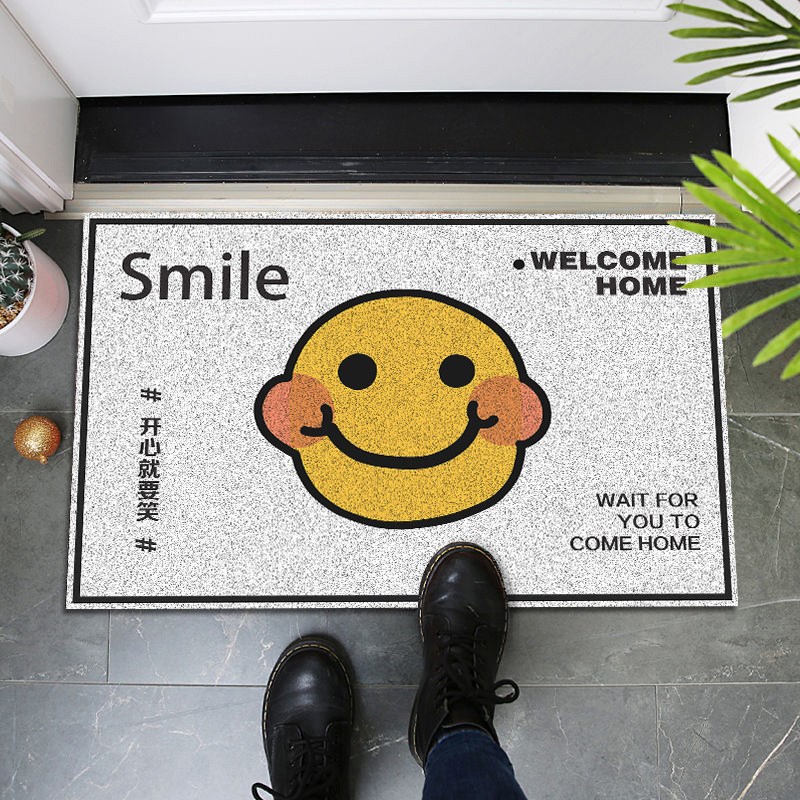 UV大门地垫入户门垫可爱门口丝圈门外家用耐脏防滑笑脸地毯个性