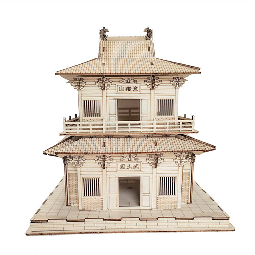 中国古建筑定海山歇山顶状元阁榫卯拼插木质拼图立体手工模型积木