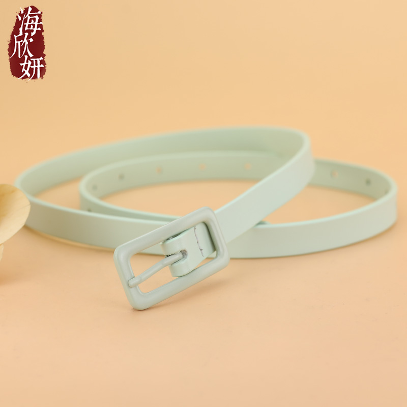 小腰带女真皮牛皮绿色高级感细皮带时尚百搭装饰配夏季裙子西裤带