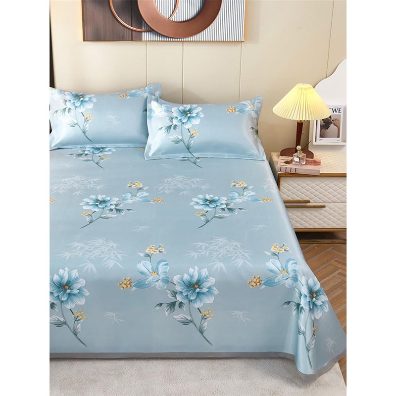 夏季冰丝凉席三件套床单款折叠空调软席子可水洗裸睡双人床上用品