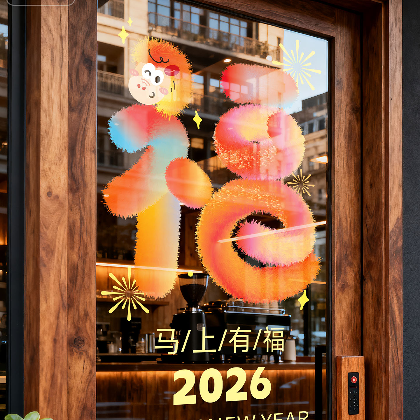 新年窗花福字玻璃门贴纸2026新款