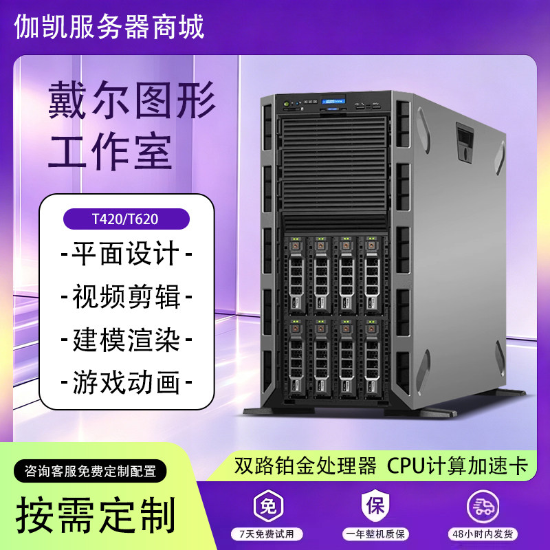 戴尔服务器塔式静音双路多核心