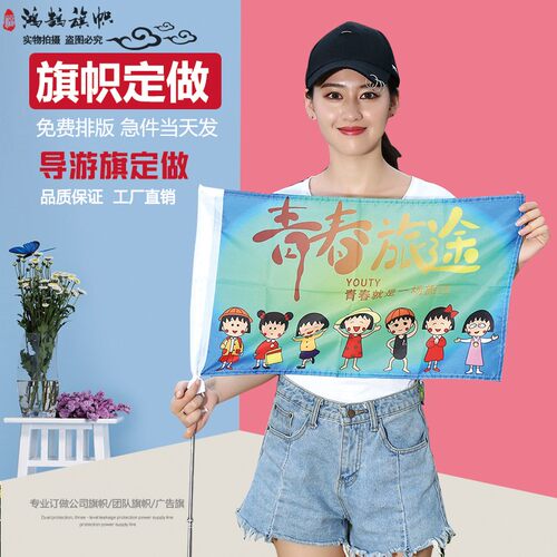 双透个性导游旗帜定制广告logo制作旅游伸班旗队旗小旗子定做订做