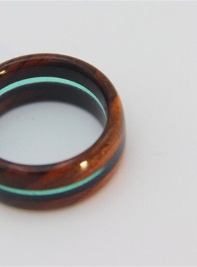 天然树脂木戒指绿色木材 周年纪念天然珠宝宣言女士男士戒指