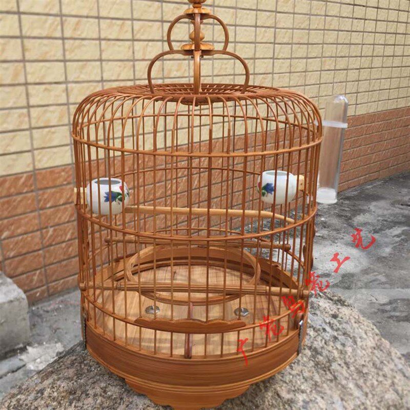 广笼罗汉圈五波脚竹制清远金青小黑白燕养笼广式鸟笼绣眼老竹笼子