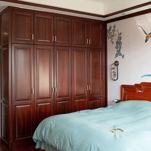 定制新款 实木衣柜主卧室家用顶柜整体收纳家具橡木柜子原木大衣橱