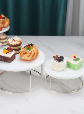 北欧风大理石托盘收纳置物架大小套装收纳蛋糕架水果盘甜品盘