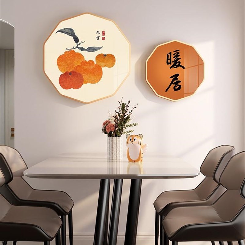 网红暖居饭厅代装饰o画温馨挂画现简约圆玄关过道高档新中式形饭