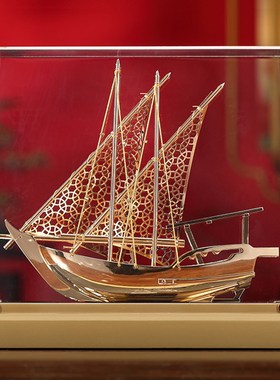 一帆风顺摆件新中式帆船工艺品家居酒柜客厅装饰高档X乔迁开业礼