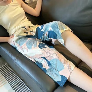 七分裤 200斤穿老人纯棉绸老太太时尚 女宽松大u码 奶奶夏天居家睡裤