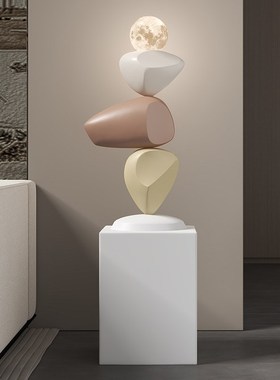 时来运转石头摆件客厅电视柜大型A落地装饰品艺术入户高级感寓意