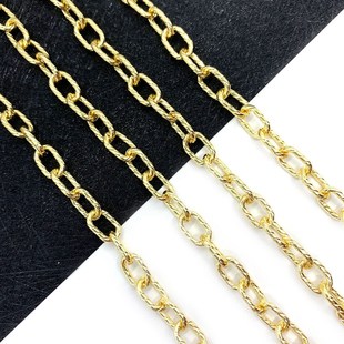 金属铜十字焊口麻花链条6x10mm10m DIY饰品配件 卷椭圆形圆环项链