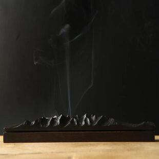 黑胡桃山形香炉线香茶室香座实木创意香插托禅意摆件手工雕刻礼品