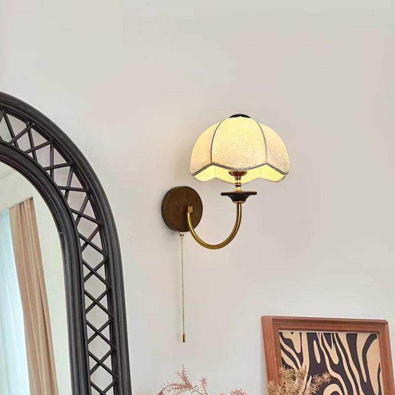 法式复古卧室床头壁灯美式中古过道走廊实木客厅房间餐厅灯具
