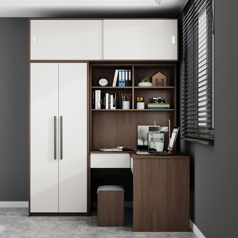 转角衣柜书桌一体L型连身带电脑桌小户型家用办公桌拐角学习桌