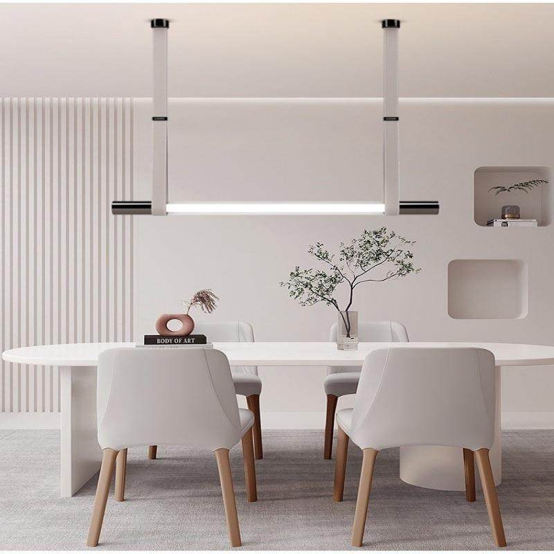 意大利SLIVER皮革餐厅吊灯后现代设计师吧台办公室一字长条玻璃灯