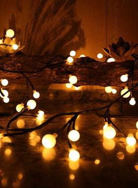 LED树枝造型灯黑色藤条大小圆球31V低压灯串圣诞装饰新品户外防水