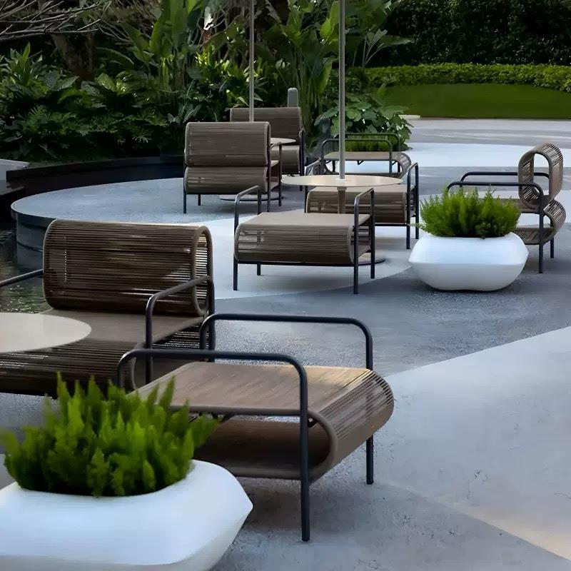 户外藤编沙发庭院阳台休闲露台别墅售楼部设计师花园防晒防潮家具