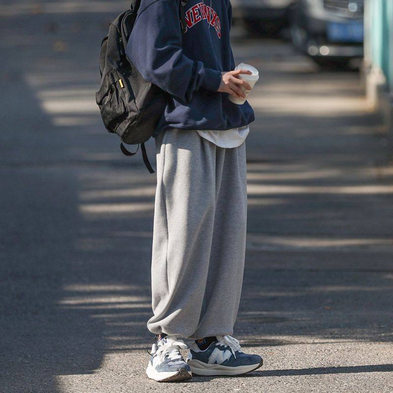 秋冬运动卫裤男士宽松百搭长裤大码潮流休闲裤子青少年直筒束脚裤