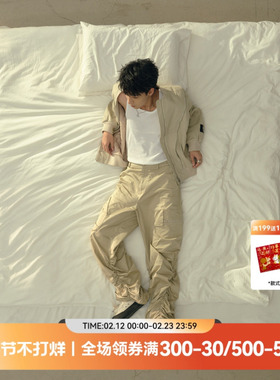 【秦霄贤同款】QUARTER IN NIGHT宽松百搭潮流拉链褶皱工装休闲裤