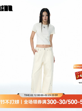 QUARTER IN NIGHT秋季新款宽松铆钉直筒休闲裤潮酷