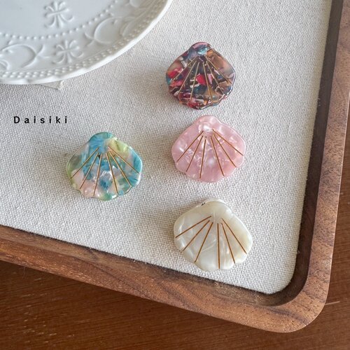彩色晕染贝壳金线小抓夹日系小众度假风醋酸侧边迷你碎发夹头饰