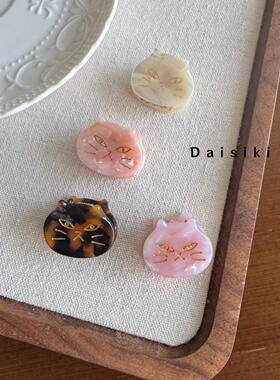 复古描金线醋酸小抓夹可爱卡通小猫迷你鲨鱼夹少女刘海碎发头饰