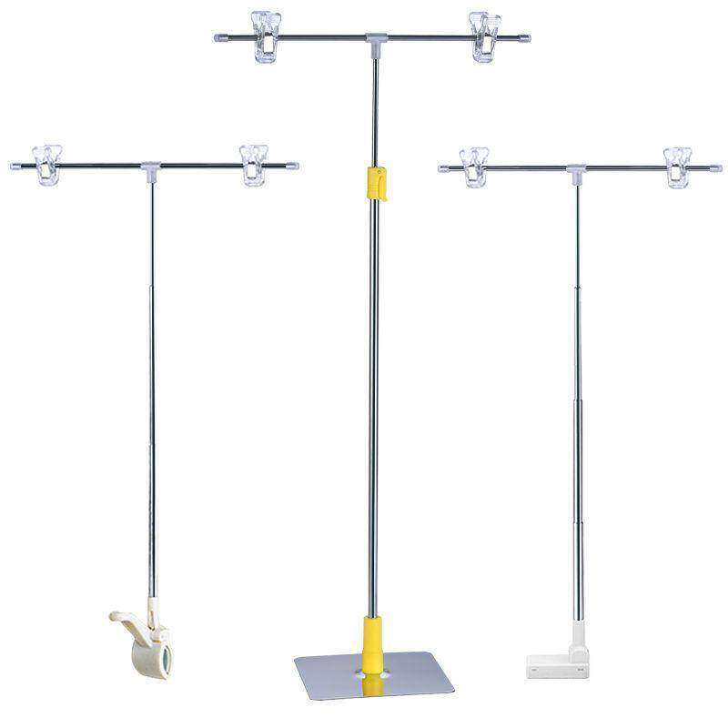 灯牌固定支架POP海报架kt板海报夹T型广告夹架子可伸缩台式不锈钢