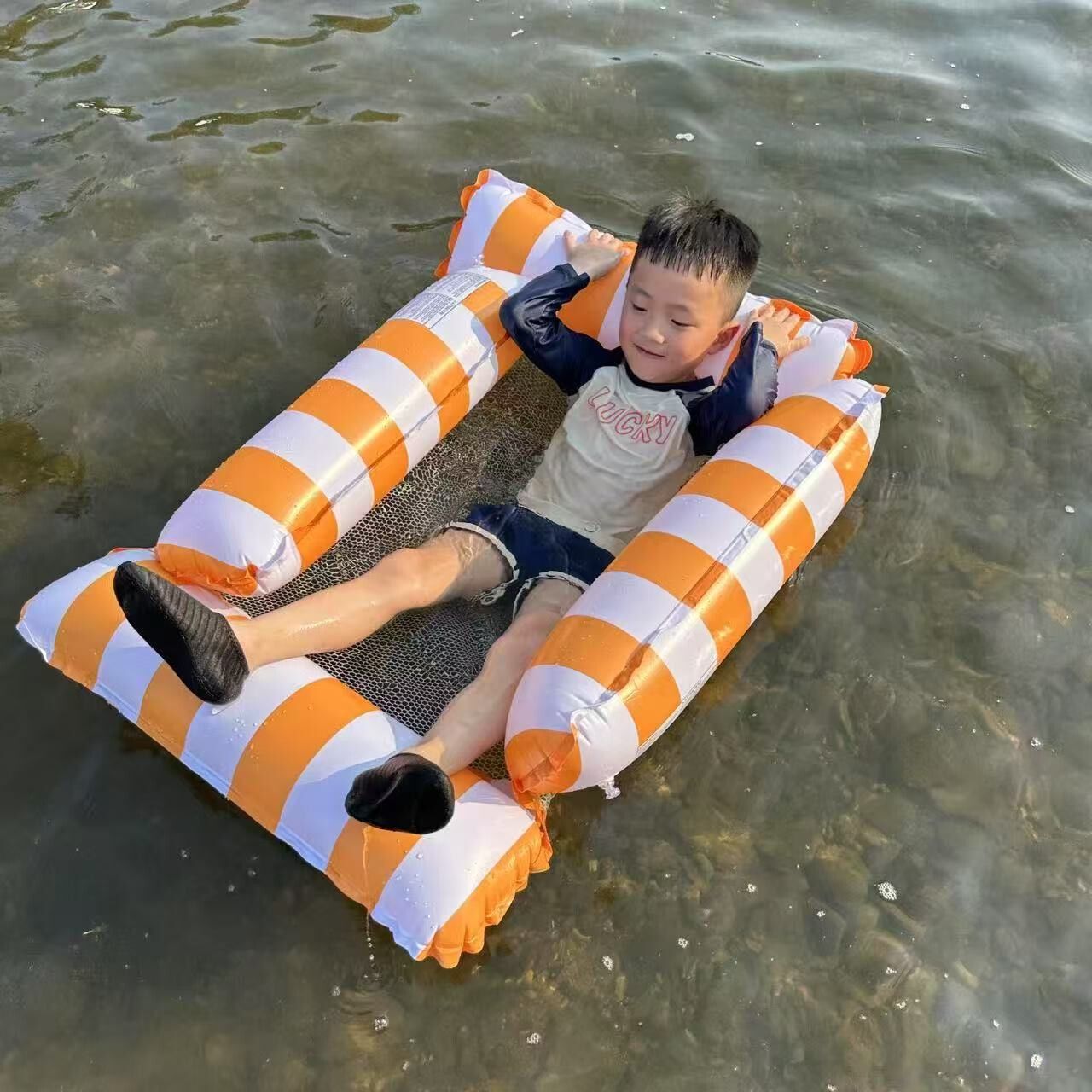 游泳浮床浮圈水上充气浮排成人儿童水上浮床浮椅大人加厚网床躺椅