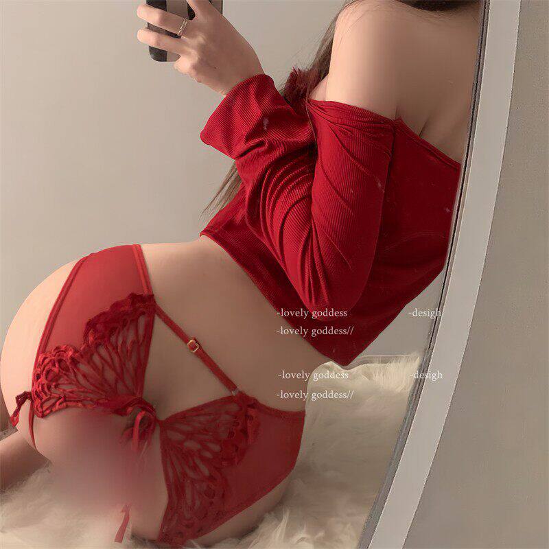 日系蕾丝开裆内裤女士性感内裤诱惑低腰三角裤短款大码开档内裤裙
