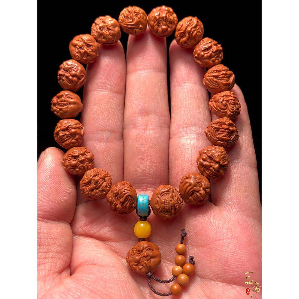 山鬼恶僧龙纹桃核手串高端男士手链男款桃木桃胡雕刻文玩橄榄核雕