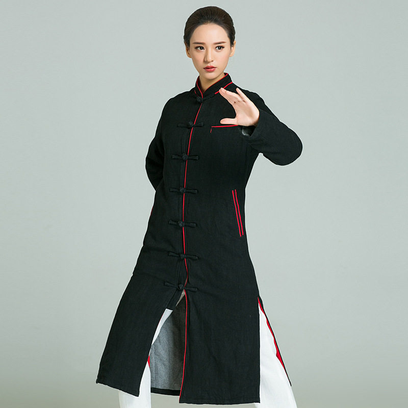 武农秋冬太极服女 粗厚亚麻道袍道服 武术太极裙子 直销