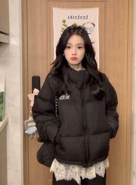 韩版简约潮流短款立领棉衣外套女冬季宽松显瘦百搭高级感棉服棉袄