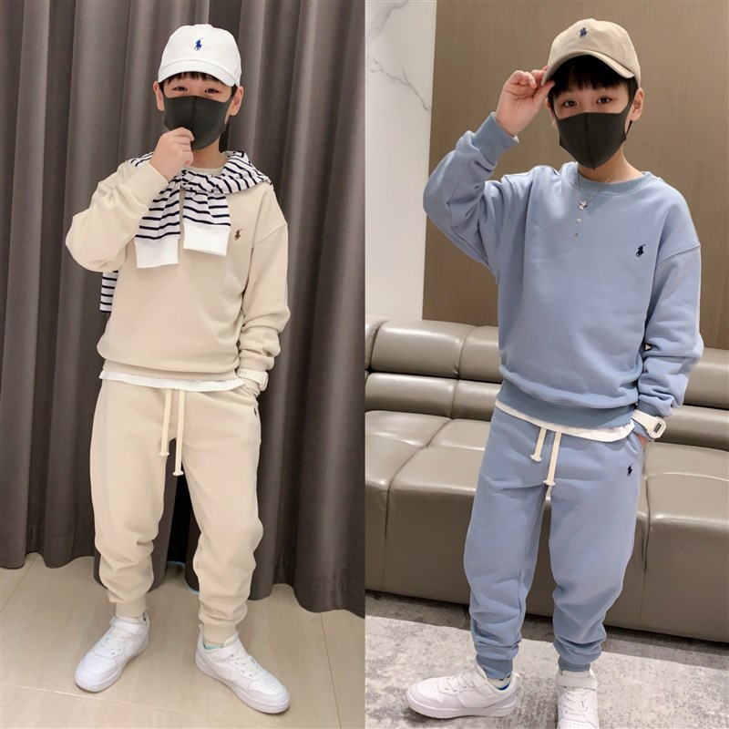 韩版儿童b小马刺绣卫衣卫裤24春装男女童洋气时髦休闲纯棉运动裤