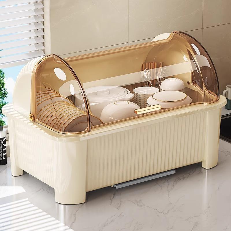 碗筷收纳盒放碗碟收纳架厨房家用多功能带盖沥水置物架碗柜