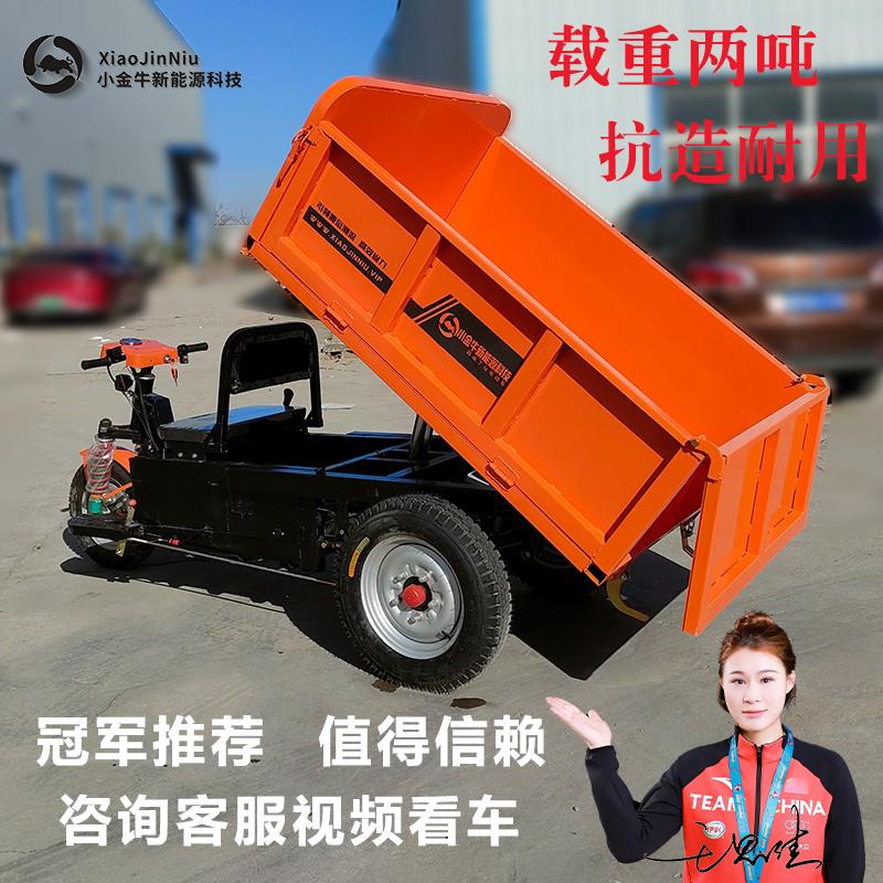 电动三轮车拉货养殖场拉粪农用液压自卸翻斗车山区建房工地工程车