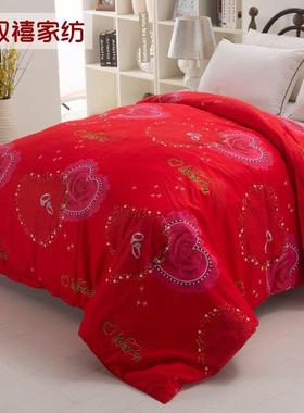 秋冬被套单件红色加厚磨毛双人220 240cm1米5儿童被罩1.8m床热卖