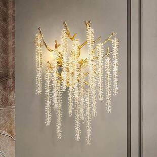 轻奢壁灯现代简约卧室床头灯客厅背景墙过道楼梯高档玄关水晶壁灯