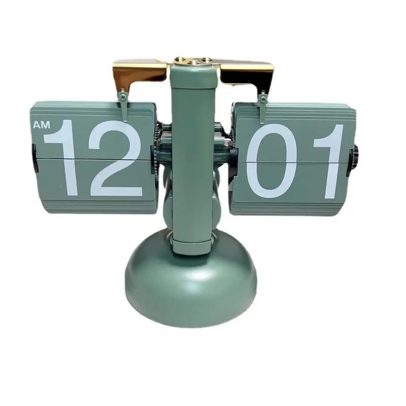 覆古小天平自动翻页钟表经典欧式客厅桌面座钟工艺礼品摆饰单脚时