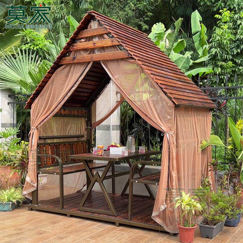 莫家户外凉亭小木屋庭院别墅实木花园休闲农场景观民宿四角亭子移