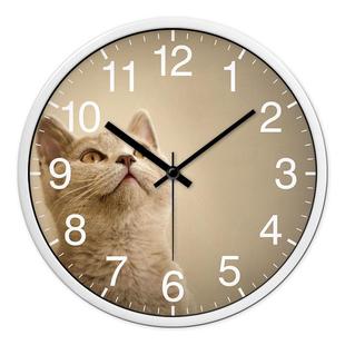 摩门挂表可爱小猫挂钟客厅创意艺术卧室静音时尚简约时钟石英钟表