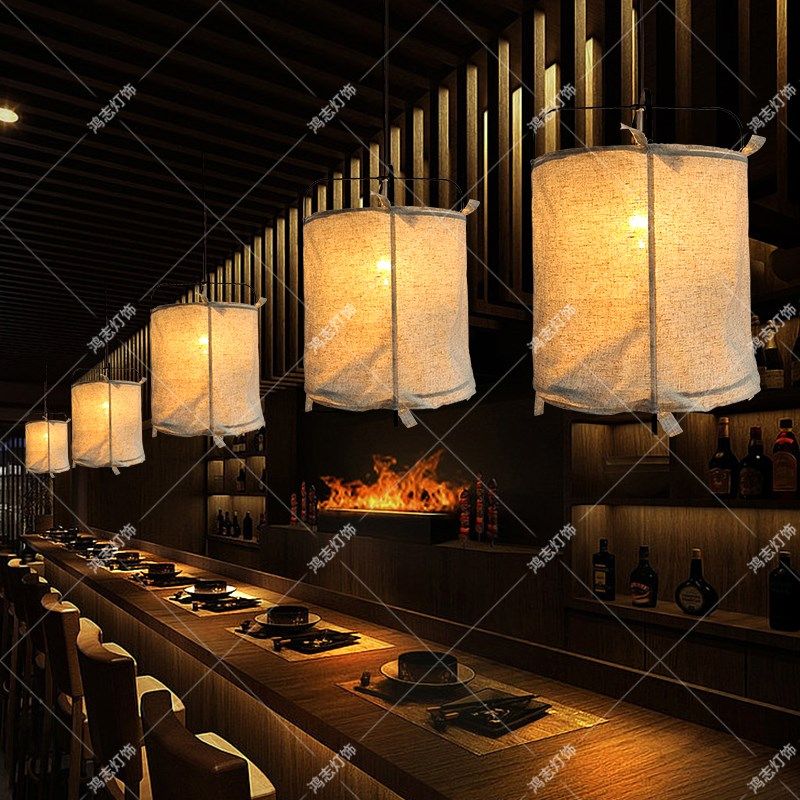 亚麻吊灯新中式餐厅日式仿古灯笼复古民宿茶楼火锅烤肉店专用射灯,家装灯饰光源,酒店/宴会厅/餐饮吊灯,淘宝优惠券,粉丝福利购,淘宝优惠卷