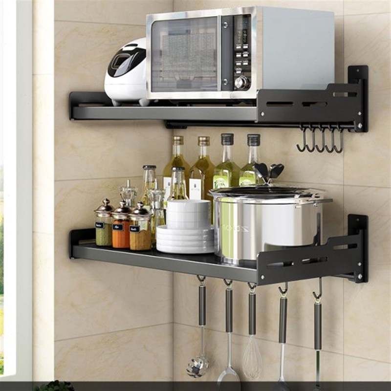 厨房微波炉置物架免打孔壁挂式挂墙上放烤箱架子收纳挂架支架家用