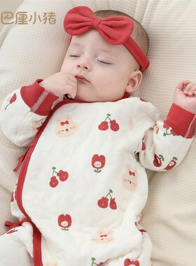 婴儿衣服秋d冬新生儿m睡衣夹丝保暖哈衣爬服新生儿连身衣宝宝和尚