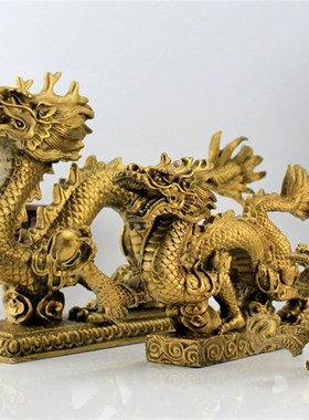 铜中式黄铜青龙汉龙十二生生肖龙五爪龙W摆件家居饰品